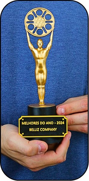 Troféu Estatueta Dourada Rolo de Filme Cinematográfico