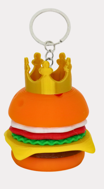 Chaveiro hambúrguer desmontável Burger King impressão 3D